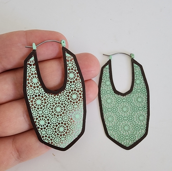 NWT Filigree Moroccan Mint Boho Pin Catch Earrings - Picture 7 of 8